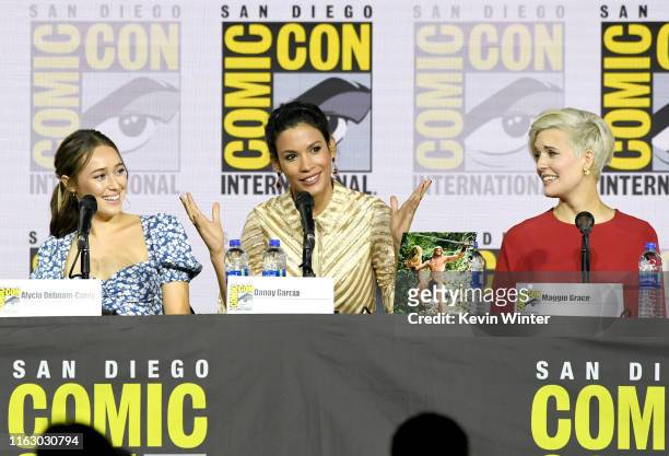 Alycia Debnam-Curry, Danay Garcia and Maggie Grace speak at the "Fear The Walking Dead" Panel during 2019 Comic-Con International at San Diego...