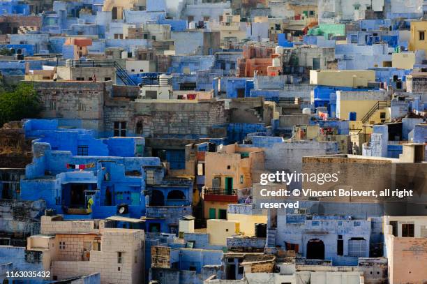 close-up on jodhpur blue city, rajasthan, india - jodhpur imagens e fotografias de stock