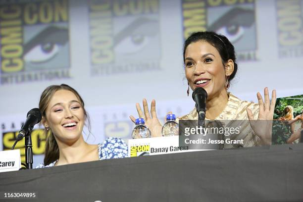 Alycia Debnam-Carey and Danay Garcia attend the Fear the Walking Dead Panel at Comic Con 2019 on July 19, 2019 in San Diego, California.