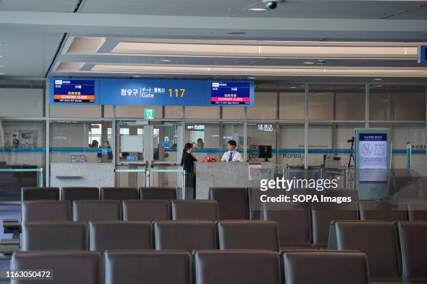 No passengers seen waiting in front of the Japan's Okinawa bound boarding gate. Okinawa has been one of the most popular summer destination among...