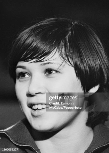 Soviet gymnast Nellie Kim during a Russian gymnastic team exhibition event at Wembley Arena on November 11, 1977 in London, England.