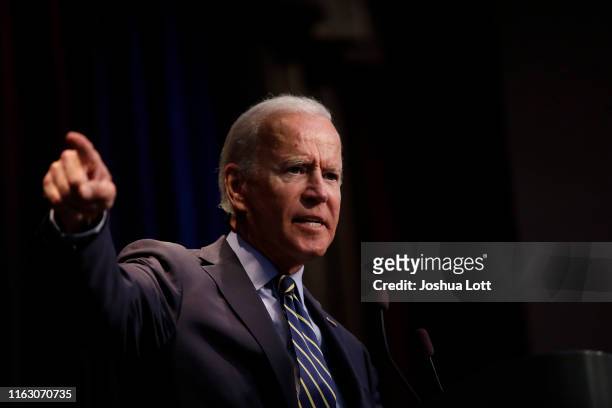 Democratic presidential candidate, former Vice President Joe Biden speaks at the Iowa Federation Labor Convention on August 21, 2019 in Altoona,...