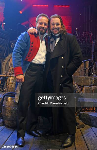 Alfie Boe and Michael Ball attend the press night performance of "Les Miserables: The Staged Concert" at The Gielgud Theatre on August 21, 2019 in...