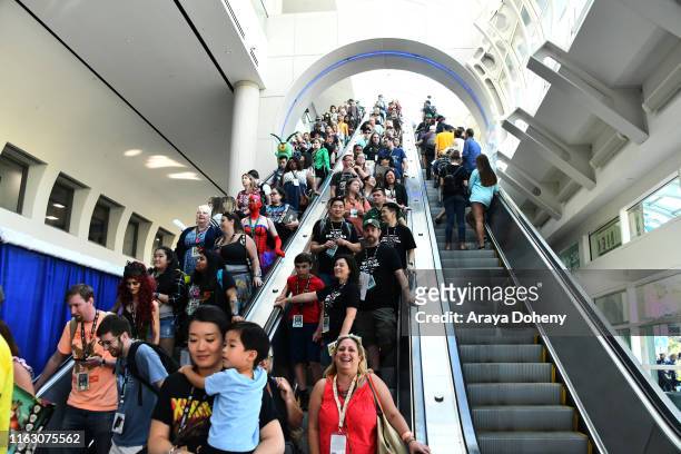 Costumed cosplayers at Comic-Con International on July 19, 2019 in San Diego, California.