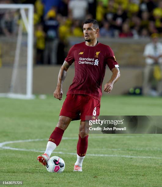 Dejan Lovren of Liverpool during the pre-season friendly match between Borussia Dortmund and Liverpool FC at Notre Dame Stadium on July 19, 2019 in...