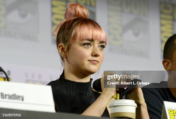 Maisie Williams speaks at the "Game Of Thrones" Panel And Q&A during 2019 Comic-Con International at San Diego Convention Center on July 19, 2019 in...