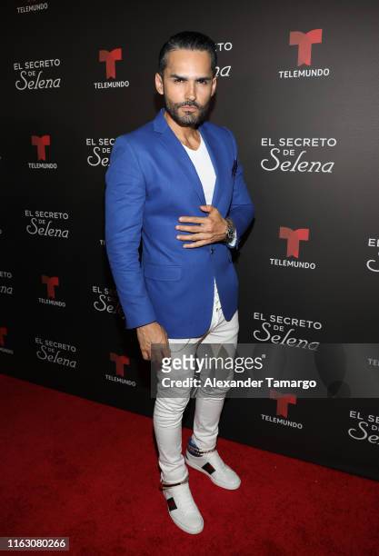 Fabian Rios is seen at the "El Secreto De Selena" Miami Screening at Telemundo Center on August 21, 2019 in Doral, Florida.