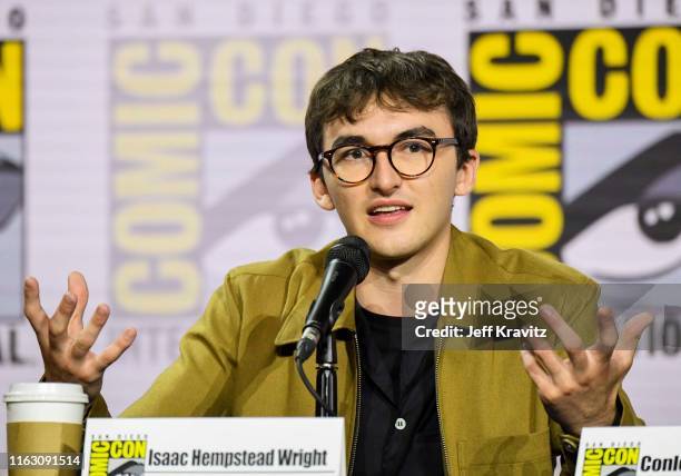 Isaac Hempstead speaks at “Game Of Thrones” Comic Con Autograph Signing 2019 on July 19, 2019 in San Diego, California.