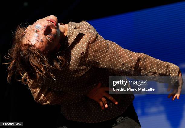 Nick Allbrook of Pond performs on the Amphitheatre stage during Splendour In The Grass 2019 on July 20, 2019 in Byron Bay, Australia.