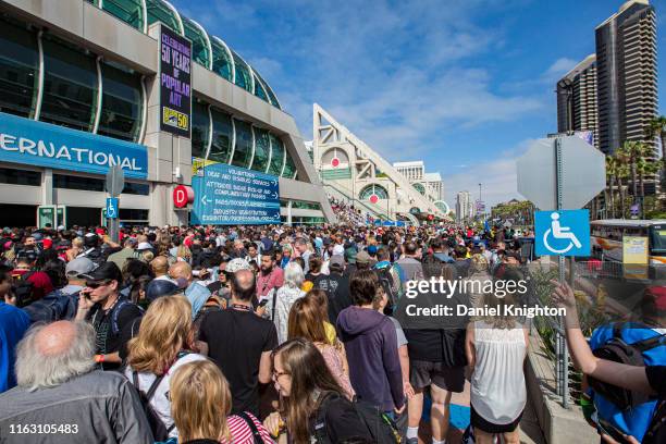 General view of the atmosphere outside 2019 Comic-Con International on July 19, 2019 in San Diego, California.