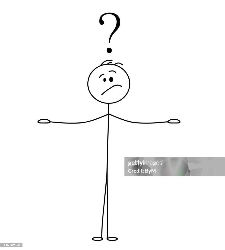 Think Text Stick Man Thinking Cartoon