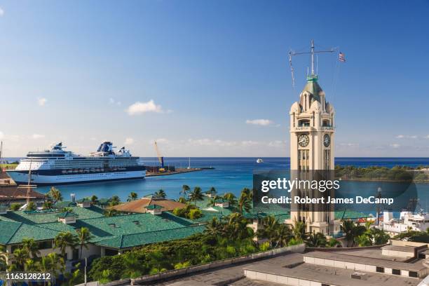 the aloha tower - hawaii oahu aloha tower stock pictures, royalty-free photos & images