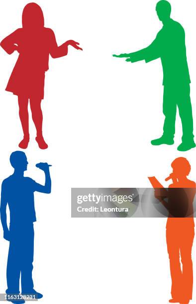 presenting - m c stock illustrations