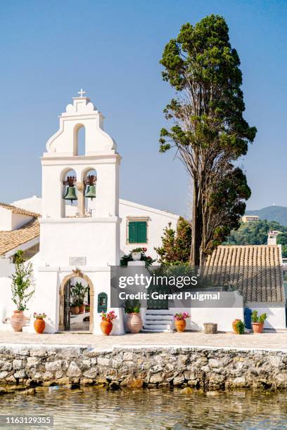 vlacherna monastery in corfu (greece) - corfu stock pictures, royalty-free photos & images