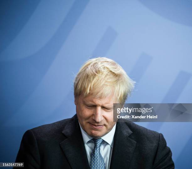 The Prime Minister of the United Kingdom, Boris Johnson, at a press conference at the German Chancellery on August 21, 2019 in Berlin, Germany.