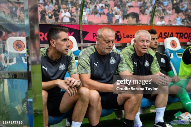 Newcastle United's Academy Head of Coaching Ben Dawson , Newcastle United's Head of Under 23's Coach Neil Redfearn and Newcastle United Goalkeeping...