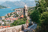 Church Our Lady of Remedy on the high hill above the ancient town Kotor and boka kotor bay, Montenegro