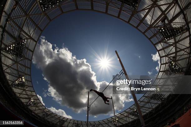 Holly Bradshaw of Great Britain competes in the Women's Pole Vault during Day One of the Muller Anniversary Games IAAF Diamond League event at the...