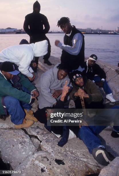 Rap group Wu-Tang Clan poses for a portrait on May 8, 1993 on Staten Island in New York City, New York. .