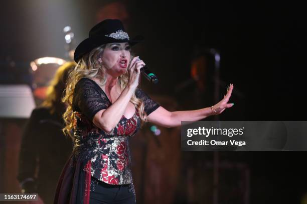 Mexican singer-songwriter Alicia Villarreal performs onstage during USA 2019 Tour at Far West on July 19, 2019 in Dallas, Texas.