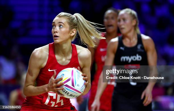 Helen Housby of England in action during the Semi Final match between England and New Zealand at M&S Bank Arena on July 20, 2019 in Liverpool,...