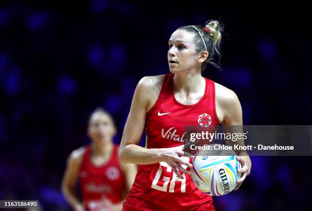 Joanna Harten of England in action during the Semi Final match between England and New Zealand at M&S Bank Arena on July 20, 2019 in Liverpool,...