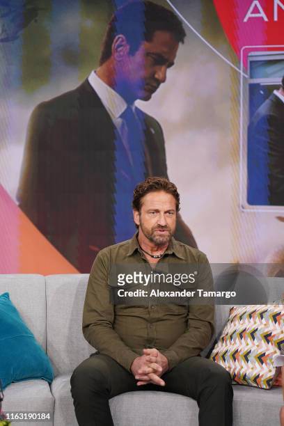 Gerard Butler is seen on the set of Despierta America at Univision Studios to promote the film "Angel Has Fallen" on August 22, 2019 in Miami,...