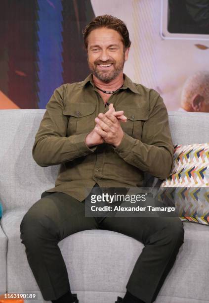 Gerard Butler is seen on the set of Despierta America at Univision Studios to promote the film "Angel Has Fallen" on August 22, 2019 in Miami,...