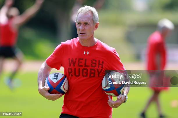 Rob Howley, the Wales backs caoch looks on during the Wales pre Rugby World Cup training match on July 20, 2019 in Naters, Switzerland.