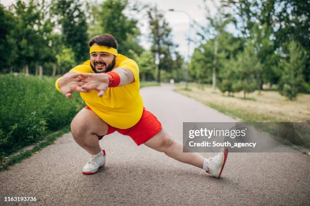 overweight man exercising - fat loss training stock pictures, royalty-free photos & images