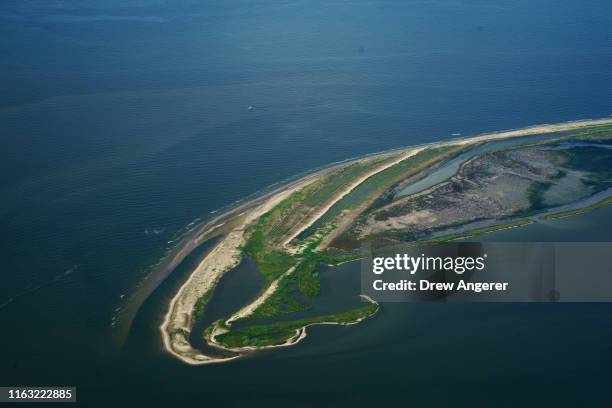 The Shell Island barrier island stands between the Gulf of Mexico and Bataria Bay on August 22, 2019 in Plaquemines Parish, Louisiana. The $80...