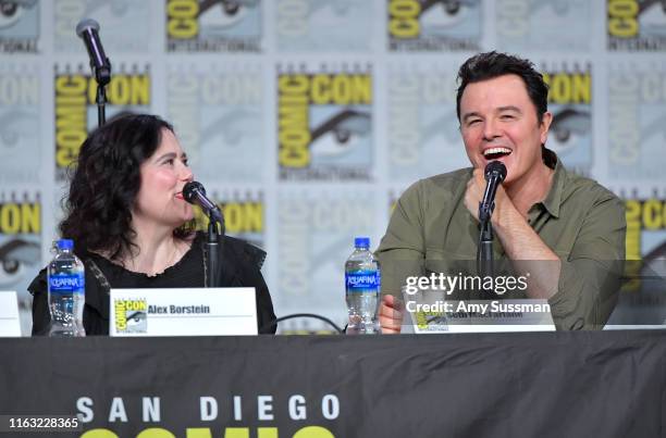 Alex Borstein and Seth MacFarlane speak at the "Family Guy" Panel during 2019 Comic-Con International at San Diego Convention Center on July 20, 2019...