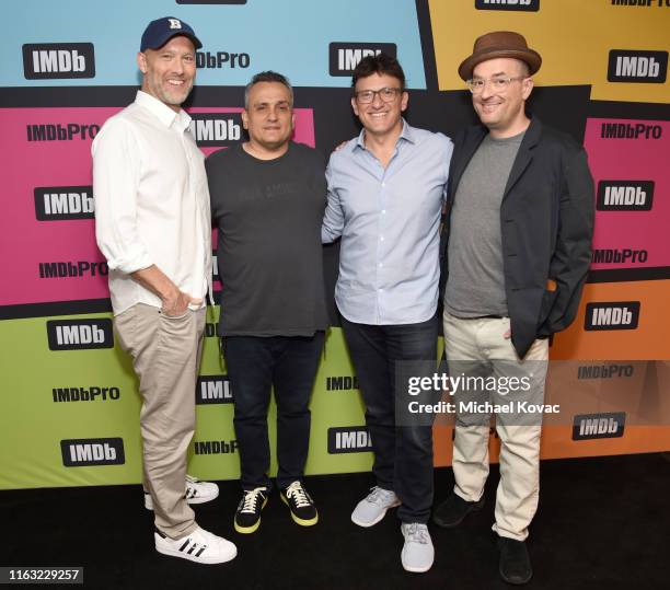 Stephen McFeely, Joe Russo, Anthony Russo and Christopher Markus attend the #IMDboat at San Diego Comic-Con 2019: Day Three at the IMDb Yacht on July...