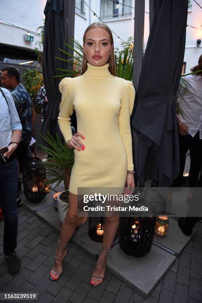 Cheyenne Ochsenknecht attends the Jimi Blue Ochsenknecht 'Bar bOx' Opening at Oranienburger Strasse on August 22, 2019 in Berlin, Germany.