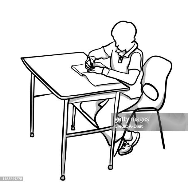 first grade boy - pencil scribble stock illustrations