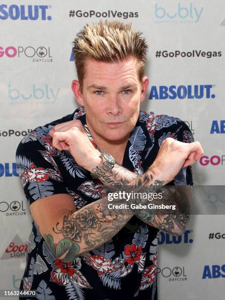 Recording artist Mark McGrath poses backstage of the Flamingo Go Pool Dayclub at Flamingo Las Vegas on July 20, 2019 in Las Vegas, Nevada.