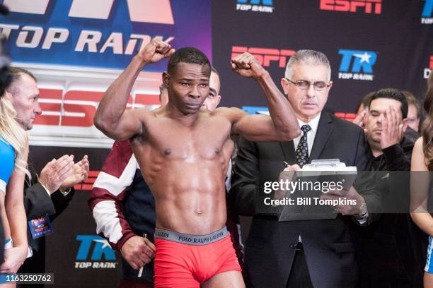 December 8: MANDATORY CREDIT Bill Tompkins/Getty Images Guillermo Rigondeaux weighs in and poses during the weigh in at Madison Square Garden on...