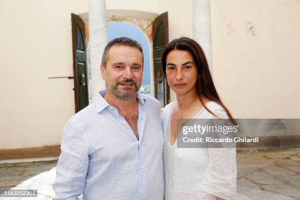 Ettore Neri and Annalisa Bugliani attend the museum show opening for Rachel Lee Hovnanian's "Open Secrets" at Palazzo Mediceo, Seravezza, Italy on...