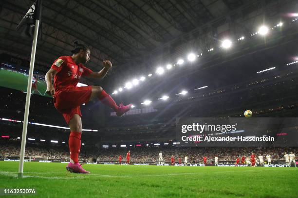 Serge Gnabry of Bayern kicks a corner during the International Champions Cup match between Bayern Muenchen and Real Madrid in the 2019 International...