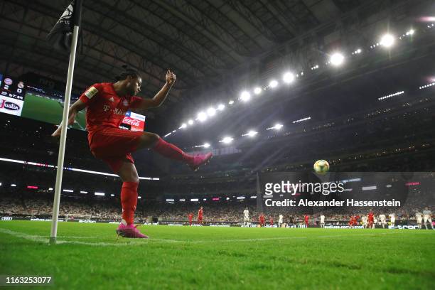 Serge Gnabry of Bayern kicks a corner during the International Champions Cup match between Bayern Muenchen and Real Madrid in the 2019 International...