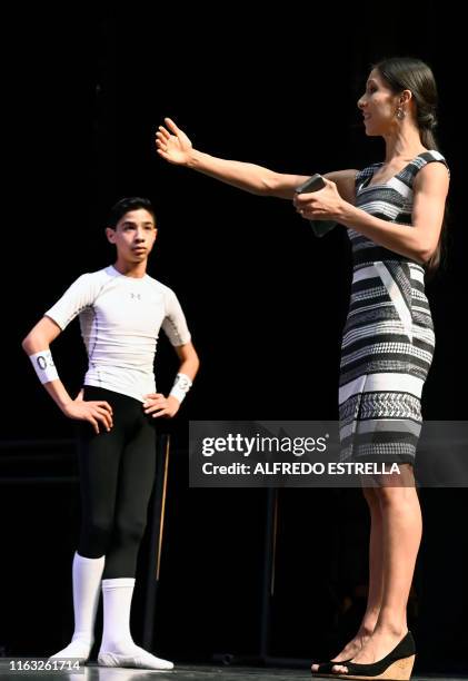 Mexican classic dancer Elisa Carrillo gives instructions to a group of Mexican teen dancers during an audition at the Centro Nacional de las Artes in...