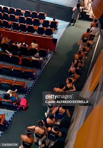 View of mexican teenagers dancers before their an audition at the Centro Nacional de las Artes in Mexico City on July 11, 2019. - Mexico starts to...