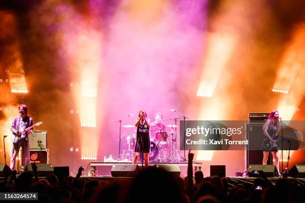 The band Belako perform in concert during the Festival Internacional de Benicassim on July 20, 2019 in Benicassim, Spain.