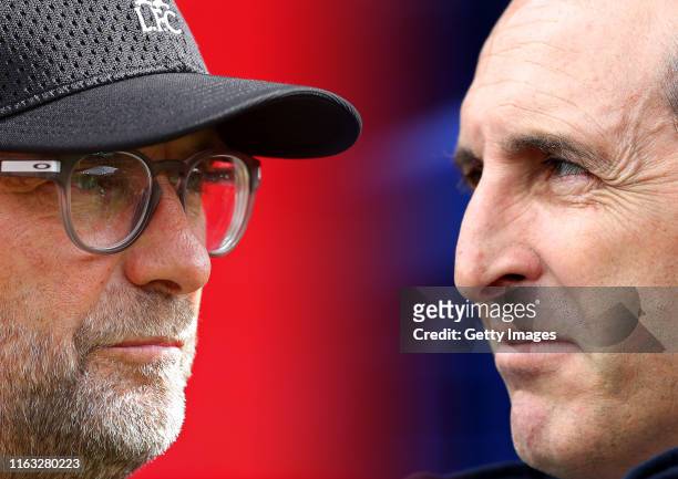 In this composite image a comparison has been made between Jurgen Klopp, Manager of Liverpool and Unai Emery, Manager of Arsenal. Liverpool FC and...