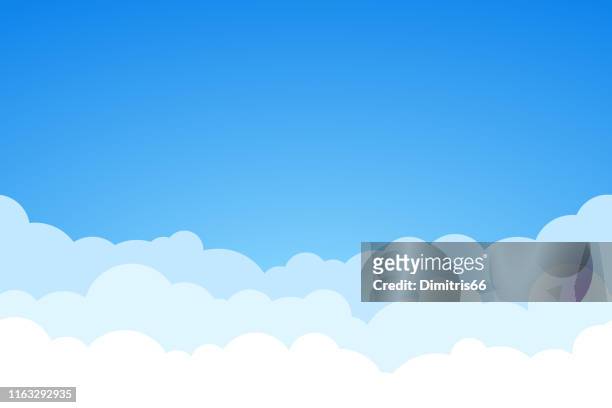 blauer himmel und wolken nahtlosen vektorhintergrund. - wolkengebilde stock-grafiken, -clipart, -cartoons und -symbole
