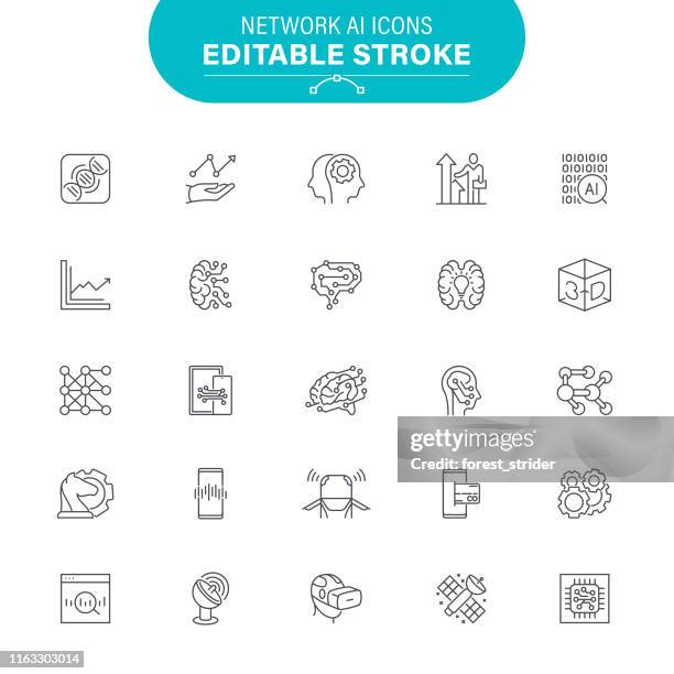 stockillustraties, clipart, cartoons en iconen met ai-pictogrammen voor netwerken - artificieel neuraal netwerk