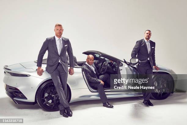 Top Gear presenters Andrew Flintoff, Chris Harris and Paddy McGuinness are photographed for the Daily Mail on May 20, 2019 in London, England.