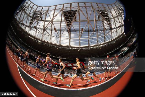 Athletes compete in the Men's 5000m during Day One of the Muller Anniversary Games IAAF Diamond League event at the London Stadium on July 20, 2019...