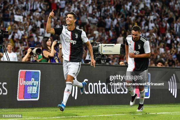 Cristiano Ronaldo of Juventus celebrates scoring his side's second goal during the International Champions Cup match between Juventus and Tottenham...