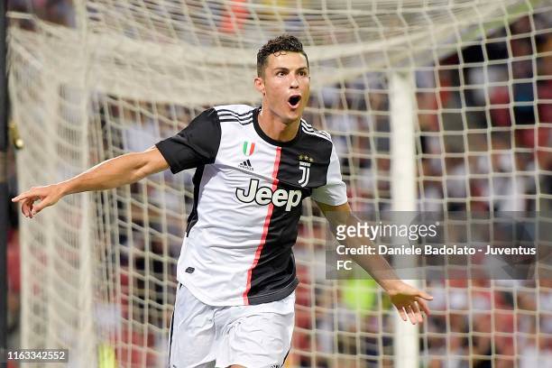 Juventus player Cristiano Ronaldo celebrates 1-0 goal during the International Champions Cup match between Juventus and Tottenham Hotspur at the...